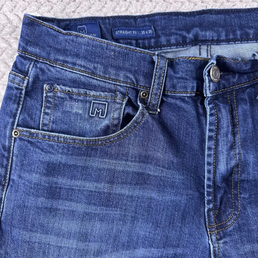 M Collection By Michael Strahan Jeans Mens Blue 30x30 Straight Fit Stretch‎